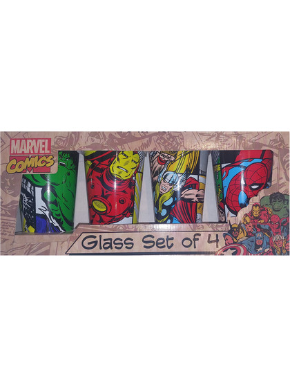 Marvel Comics - Hulk, Iron Man, Spider-Man & Thor Glass 4-Pack